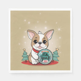 Niedliches französisches Bulldog Funny Silvester P Serviette