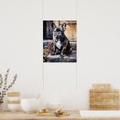 Niedliches Französisches Bulldog Hund Art Print Po Poster (Küche)