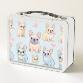 Niedliches französisches Bulldog-Muster Metall Brotdose (Rückseite)