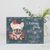 Niedliches französisches Bulldog-Qanta-Hat-Party Einladung (Stehend Vorderseite)