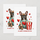 Niedliches französisches Bulldog-Valentinstag Begleitkarte (Vorne/Hinten)