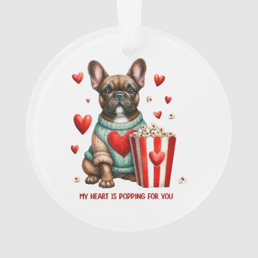 Niedliches französisches Bulldog-Valentinstag Ornament (Rückseite)