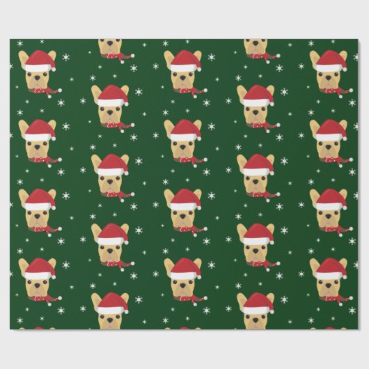 Niedliches französisches Bulldog-Weihnachtsmannmüt Geschenkpapier (Flach)