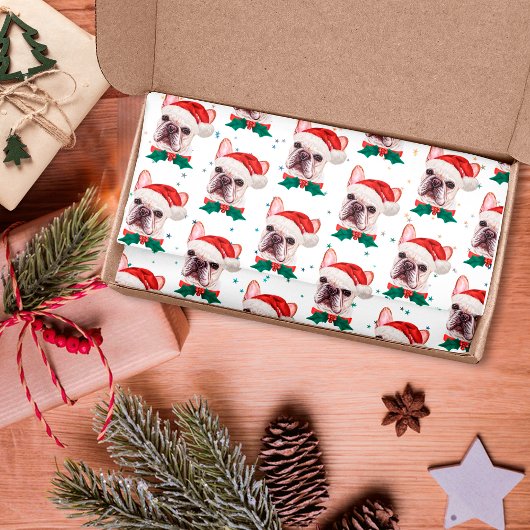 Niedliches Französisches Bulldog-Weihnachtsmuster Seidenpapier