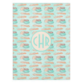 Niedliches französisches Gebäck und Cappuccino | P Tischdecke (Vorderseite)