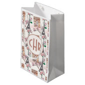 Niedliches französisches Theme Monogram | Frankrei Kleine Geschenktüte (Vorderseite Schrägansicht)
