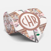 Niedliches französisches Theme Monogram | Frankrei Krawatte (Gerollt)