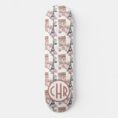 Niedliches französisches Theme Monogram | Frankrei Skateboard (Vorderseite)