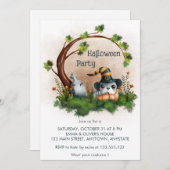 Niedliches French Bulldog Puppy Grave Halloween-Pa Einladung (Vorne/Hinten)