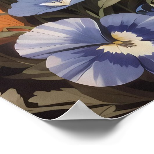 Niedliches Frettchen im Garten des Stiefmütterchen Poster (Ecke)