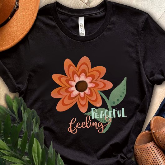 Niedliches Friedliches Gefühl Orange Blumen Inspir T-Shirt