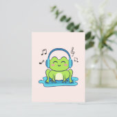 Niedliches Frog-Hören auf Musik Postkarte (Stehend Vorderseite)