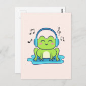 Niedliches Frog-Hören auf Musik Postkarte (Vorne/Hinten)