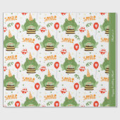 Niedliches Frogmuster mit Lächeln Text Happy Birth Geschenkpapier (Flach)