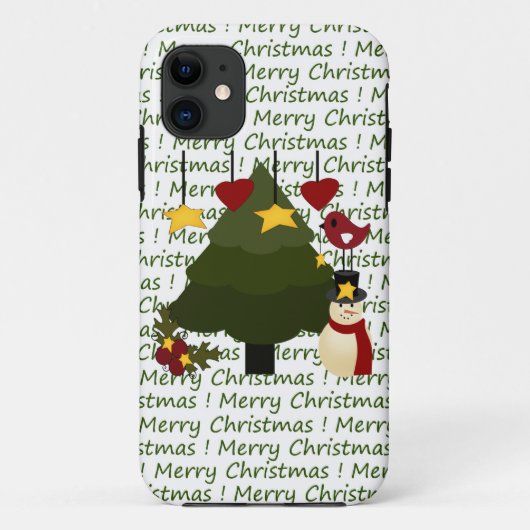 Niedliches frohe Weihnacht-Snowman u. Baum iPhone Case-Mate iPhone Hülle (Rückseite)