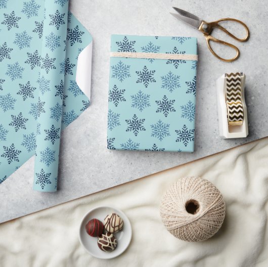 Niedliches frohe Weihnachts-Blue-Wrapping-Papier Geschenkpapier (Kunsthandwerk)