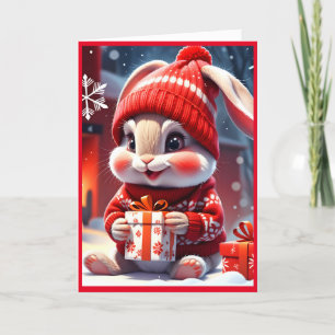Niedliches Frohe WeihnachtsRabbit Feiertagskarte