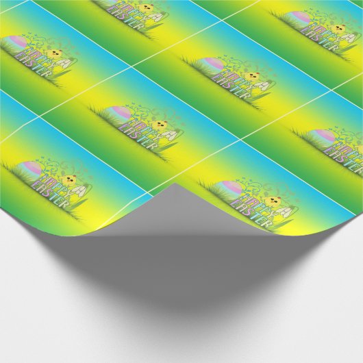 Niedliches Frohes Ostereier, Kiche und Schneefall Geschenkpapier (Ecke)