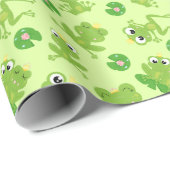 Niedliches Froschmuster auf hellgrün Geschenkpapier (Rolleneckpunkt)