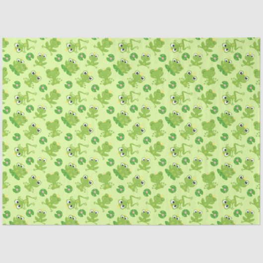 Niedliches Froschmuster auf hellgrün Seidenpapier (Vorderseite)