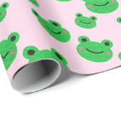 Niedliches Froschmuster Geschenkpapier (Rolleneckpunkt)