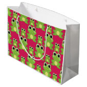 Niedliches Froschmuster Große Geschenktüte (Rückseite Schrägansicht)