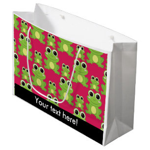 Niedliches Froschmuster Große Geschenktüte