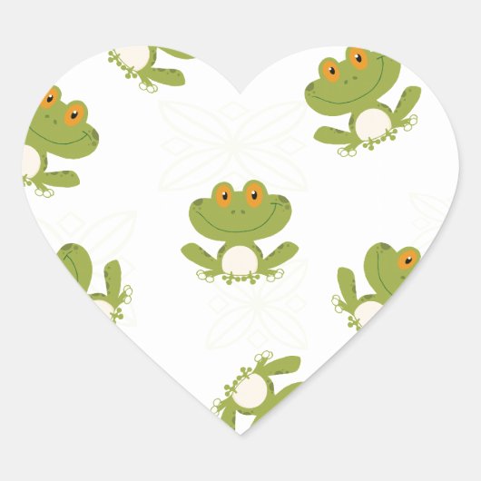 Niedliches Froschmuster Herz-Aufkleber (Vorderseite)