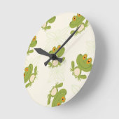 Niedliches Froschmuster Runde Wanduhr (Winkel)