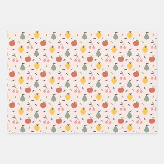 Niedliches Fruchtmuster Geschenkpapier Set (Vorderseite 2)