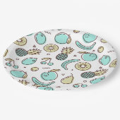 Niedliches Fruchtmuster Sommerliche Thema Pappteller (Schrägansicht)