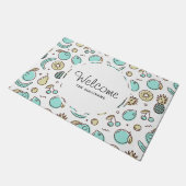 Niedliches Fruchtmuster Sommerlinie Zeichnend Empf Fußmatte (Schrägansicht)