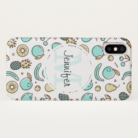 Niedliches Fruchtmuster Summeres Themed Monogram Case-Mate iPhone Hülle (Rückseite (Horizontal))