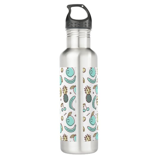 Niedliches Fruchtmuster Summeres Themed Monogram Edelstahlflasche (Rückseite)