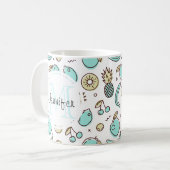 Niedliches Fruchtmuster Summeres Themed Monogram Kaffeetasse (Vorderseite Links)