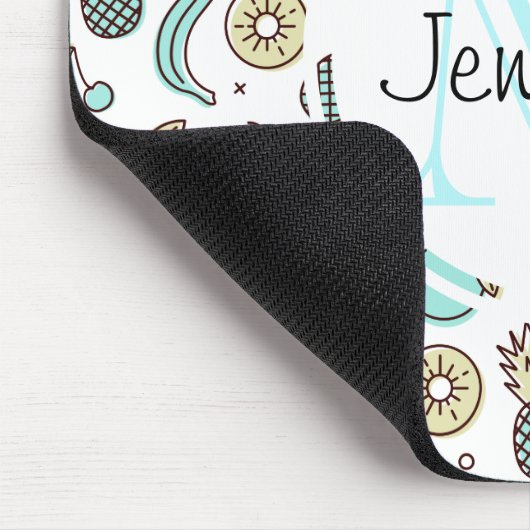 Niedliches Fruchtmuster Summeres Themed Monogram Mousepad (Ecke)
