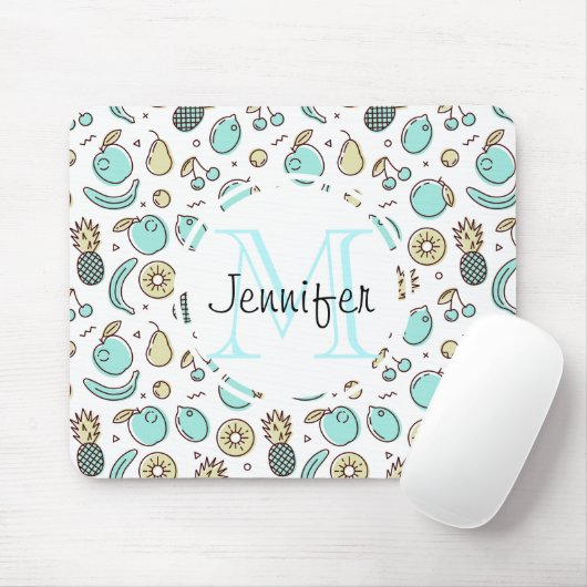 Niedliches Fruchtmuster Summeres Themed Monogram Mousepad (Mit Mouse)