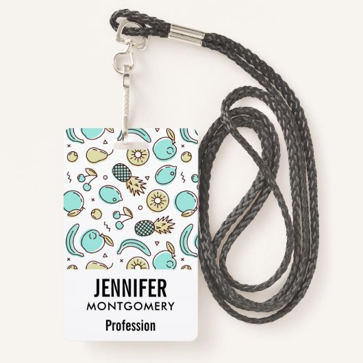 Niedliches Fruchtmuster Summerline Zeichnend Ausweis (Rückseite mit Schlüsselband)