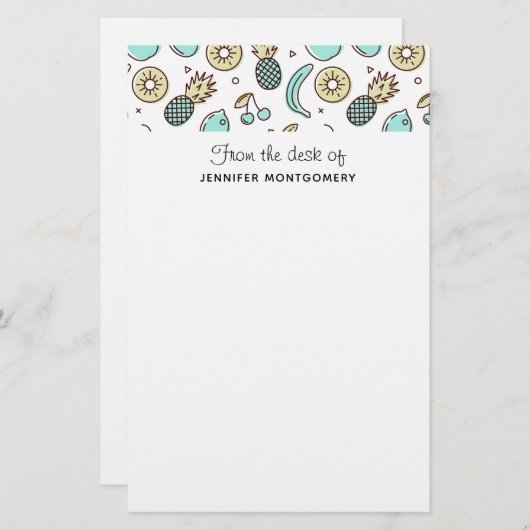 Niedliches Fruchtmuster Summerline Zeichnend Briefpapier (Vorne/Hinten)