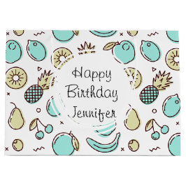 Niedliches Fruchtmuster Summerline Zeichnend Gebur Große Geschenktüte