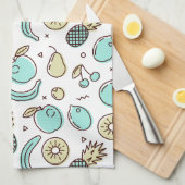 Niedliches Fruchtmuster Summerline Zeichnend Geschirrtuch (Viertel Falte)