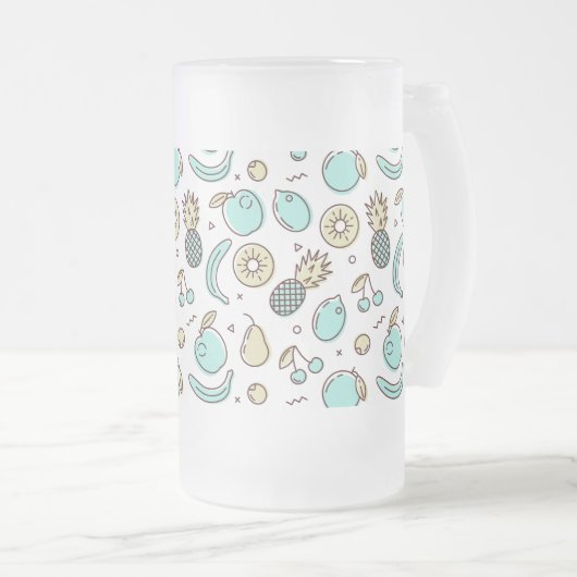Niedliches Fruchtmuster Summerline Zeichnend Mattglas Bierglas (VorderseiteRechts)
