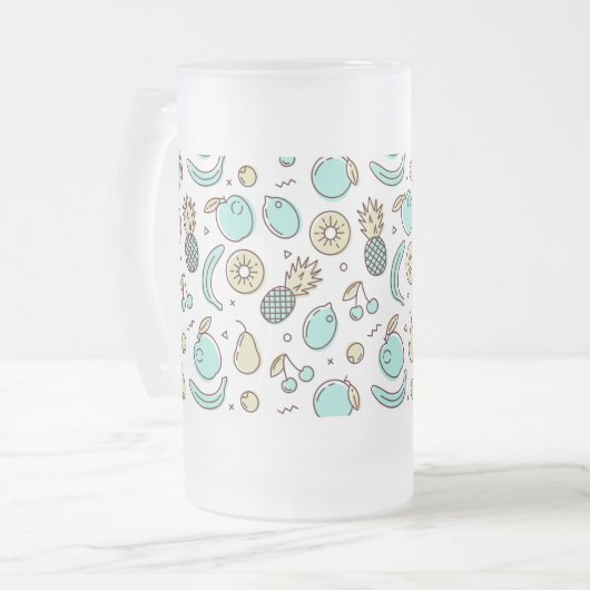 Niedliches Fruchtmuster Summerline Zeichnend Mattglas Bierglas (Vorderseite Links)