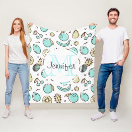 Niedliches Fruchtmuster Summerline Zeichnend Monog Fleecedecke