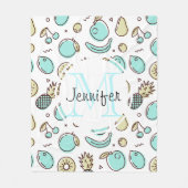 Niedliches Fruchtmuster Summerline Zeichnend Monog Fleecedecke (Vorderseite)