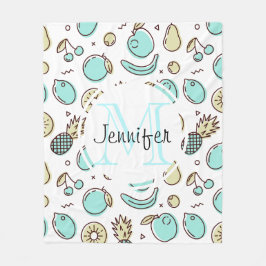 Niedliches Fruchtmuster Summerline Zeichnend Monog Fleecedecke