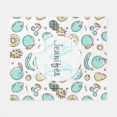 Niedliches Fruchtmuster Summerline Zeichnend Monog Fleecedecke (Vorderseite (Horizontal))