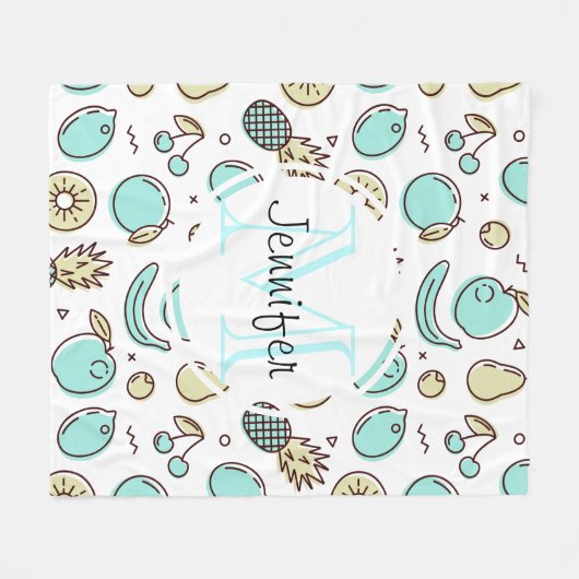 Niedliches Fruchtmuster Summerline Zeichnend Monog Fleecedecke (Vorderseite (Horizontal))