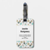 Niedliches Fruchtmuster Summerline Zeichnend Monog Gepäckanhänger (Rückseite vertikal)