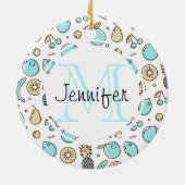 Niedliches Fruchtmuster Summerline Zeichnend Monog Keramik Ornament (Hinten)